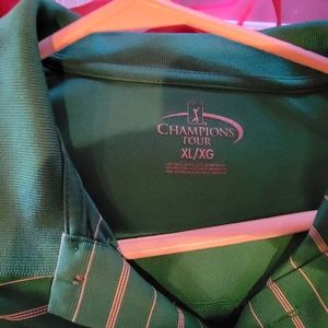 Green and white striped xxl golf shirt